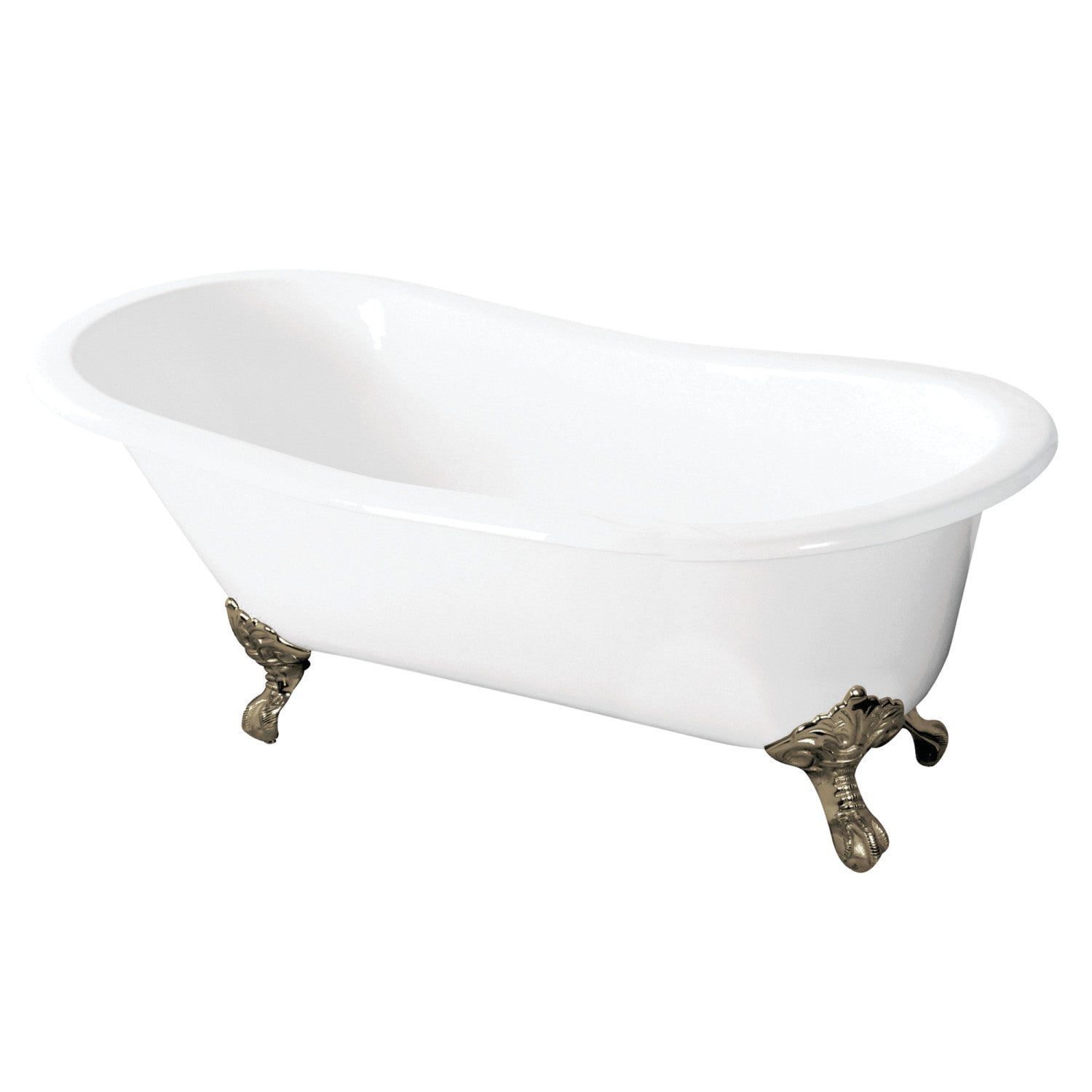 57 Inch Cast Iron Single Slipper Clawfoot Bathtub - No Faucet Drillings - Vintage Freestanding Soaking Tub for Bathroom, Spa & Relaxation at Home