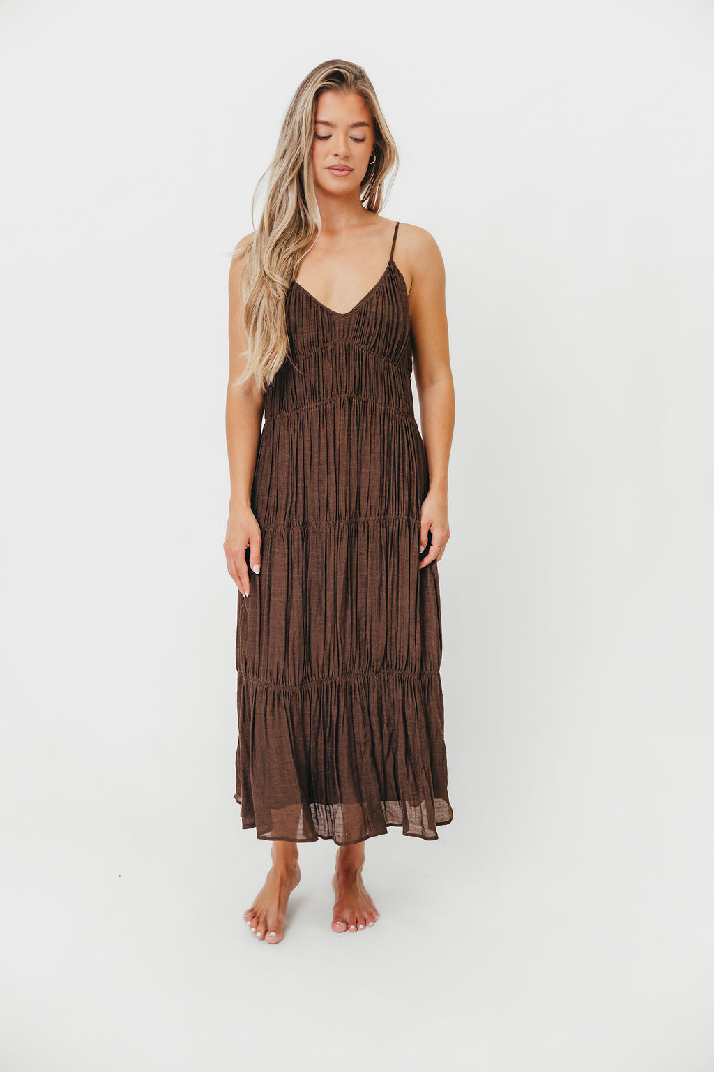 Stylish Kendra Midi Dress in Brown - Perfect for Casual Outings, Office Wear & Special Occasions | Women's Fashion