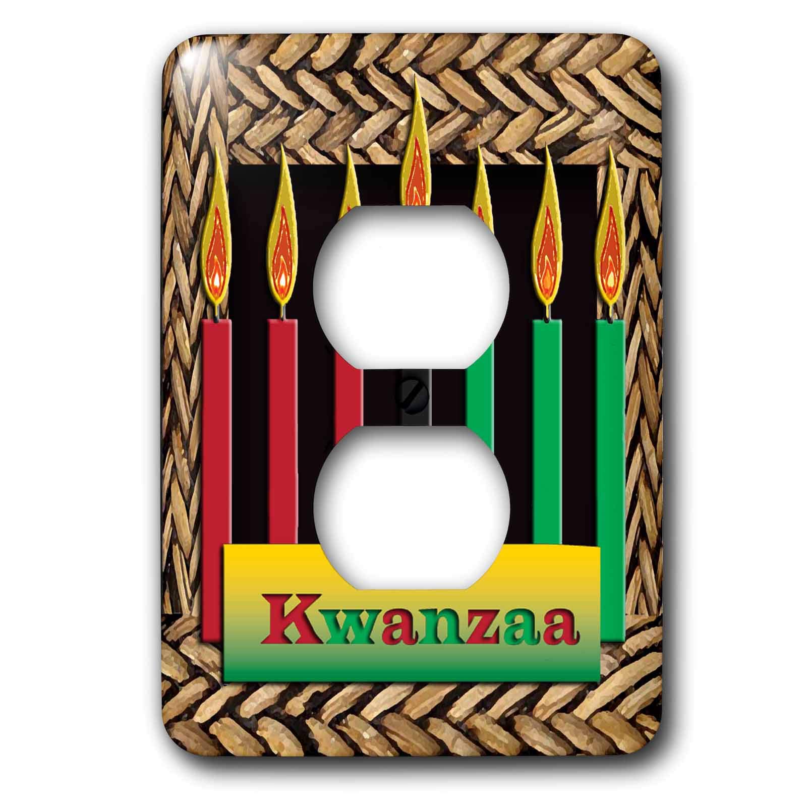 3D Rose Kwanzaa Candles Outlet Cover - Multi-Color Decorative Electrical Plate for Holiday Home Decor & African American Cultural Celebration