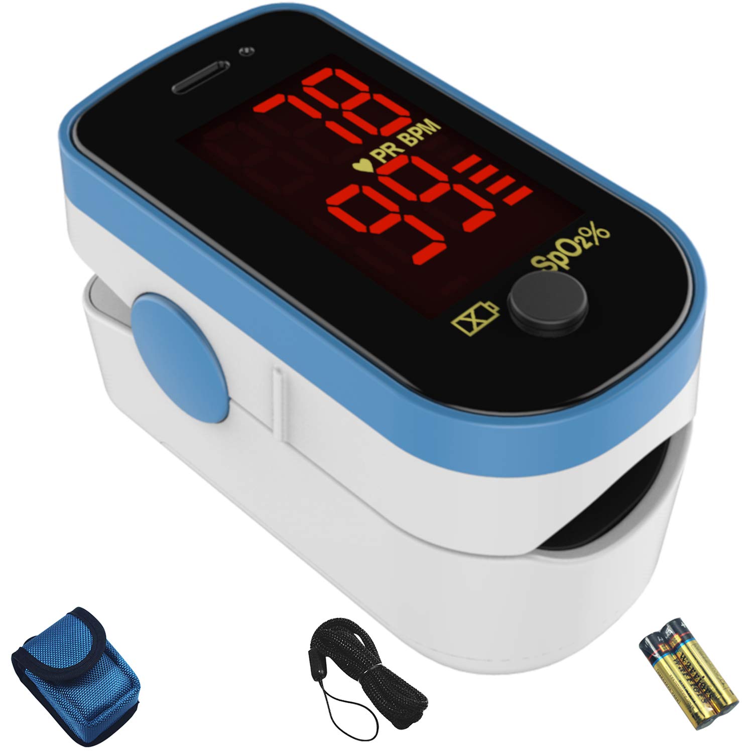 CHOICEMMED Finger Pulse Oximeter - Accurate Blood Oxygen Monitor with Batteries & Carry Pouch - Portable SpO2 Sensor for Home, Travel & Sports Use