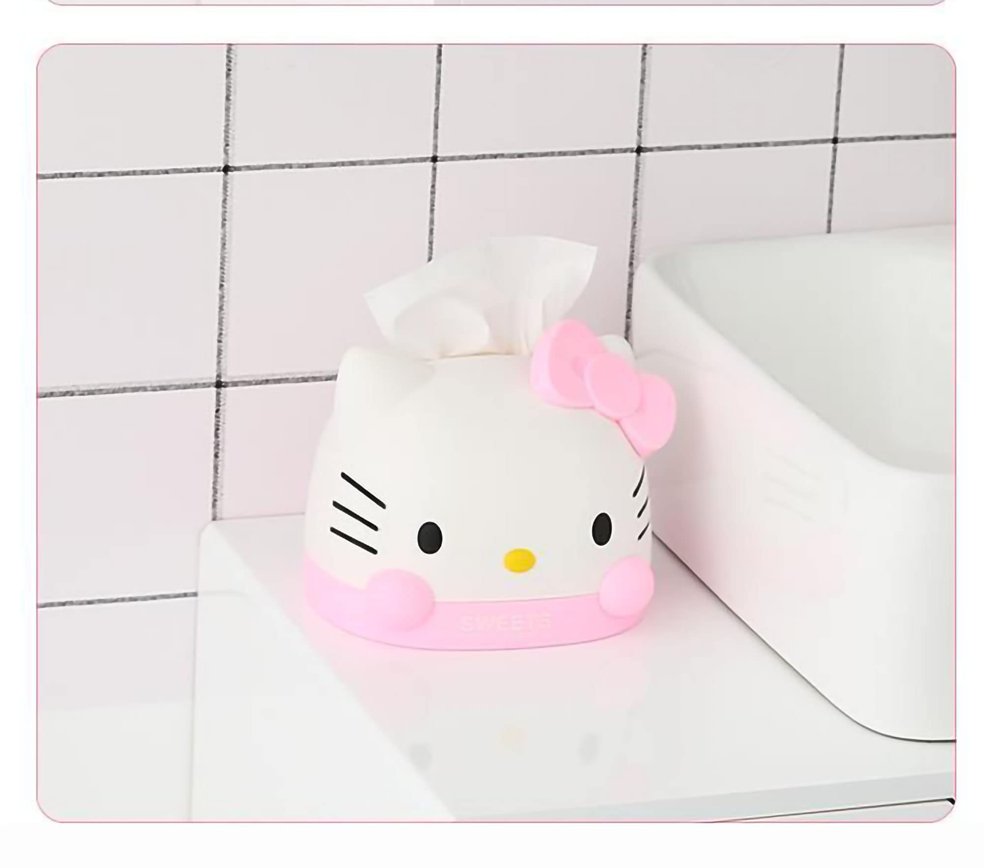 Cute Pink Cat Tissue Box Holder - Kawaii Kitty Tissue Dispenser for Living Room, Bedroom, Bathroom, Office & Car - Decorative Desktop Organizer for Home & Work Spaces