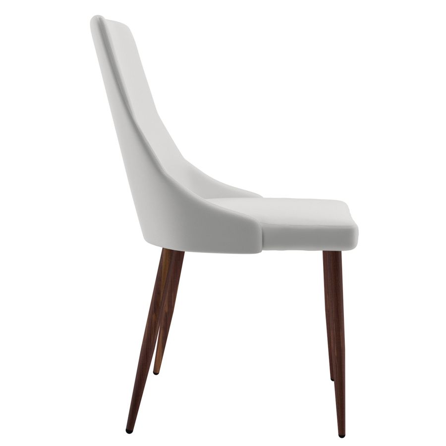 Cora Faux Leather Dining Chairs Set of 2 - White & Walnut Modern Kitchen Chairs for Dining Room, Breakfast Nook, and Home Office