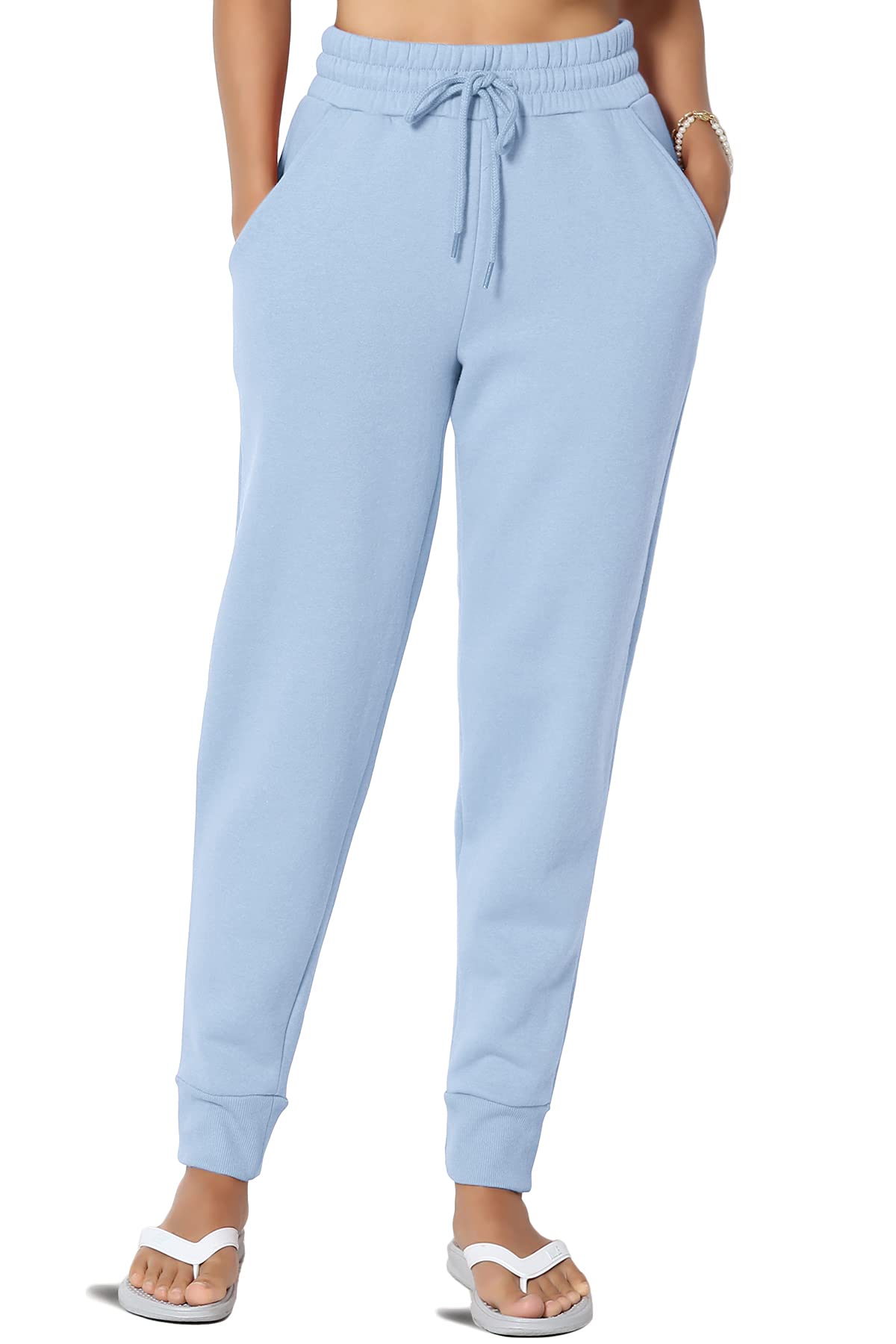 TheMogan Active Lounge Comfy Cotton Blend Drawstring Waist Jogger Sweat Pants for Women - Soft Casual Yoga Pants with Pockets | Perfect for Workout, Running, Travel & Lounging at Home