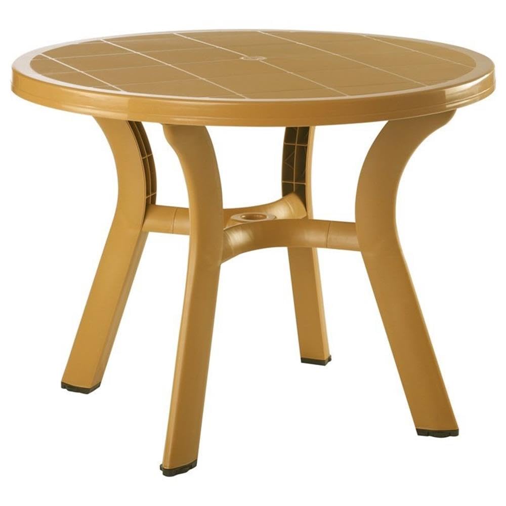 Truva 42 Inch Round Resin Dining Table - Teak Brown Finish (29
