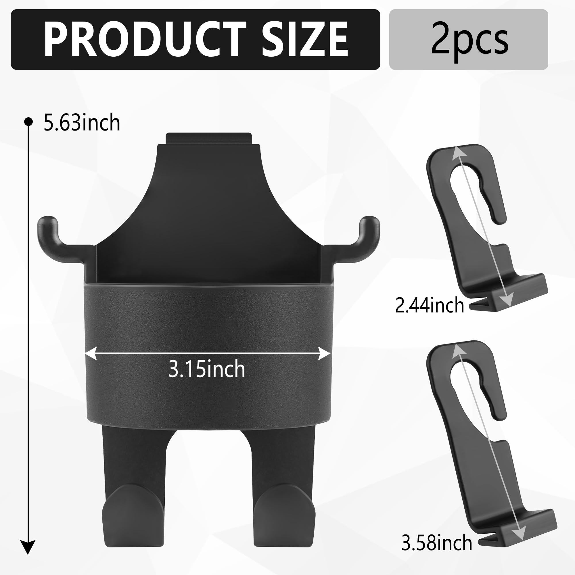 2PCS Universal Car Back Seat Cup Holder with Hooks - Multifunctional Organizer for Phone, Keys, Wallet & Umbrella - Durable Car Accessories for Men & Women - Perfect for Road Trips, Commuting & Family Travel