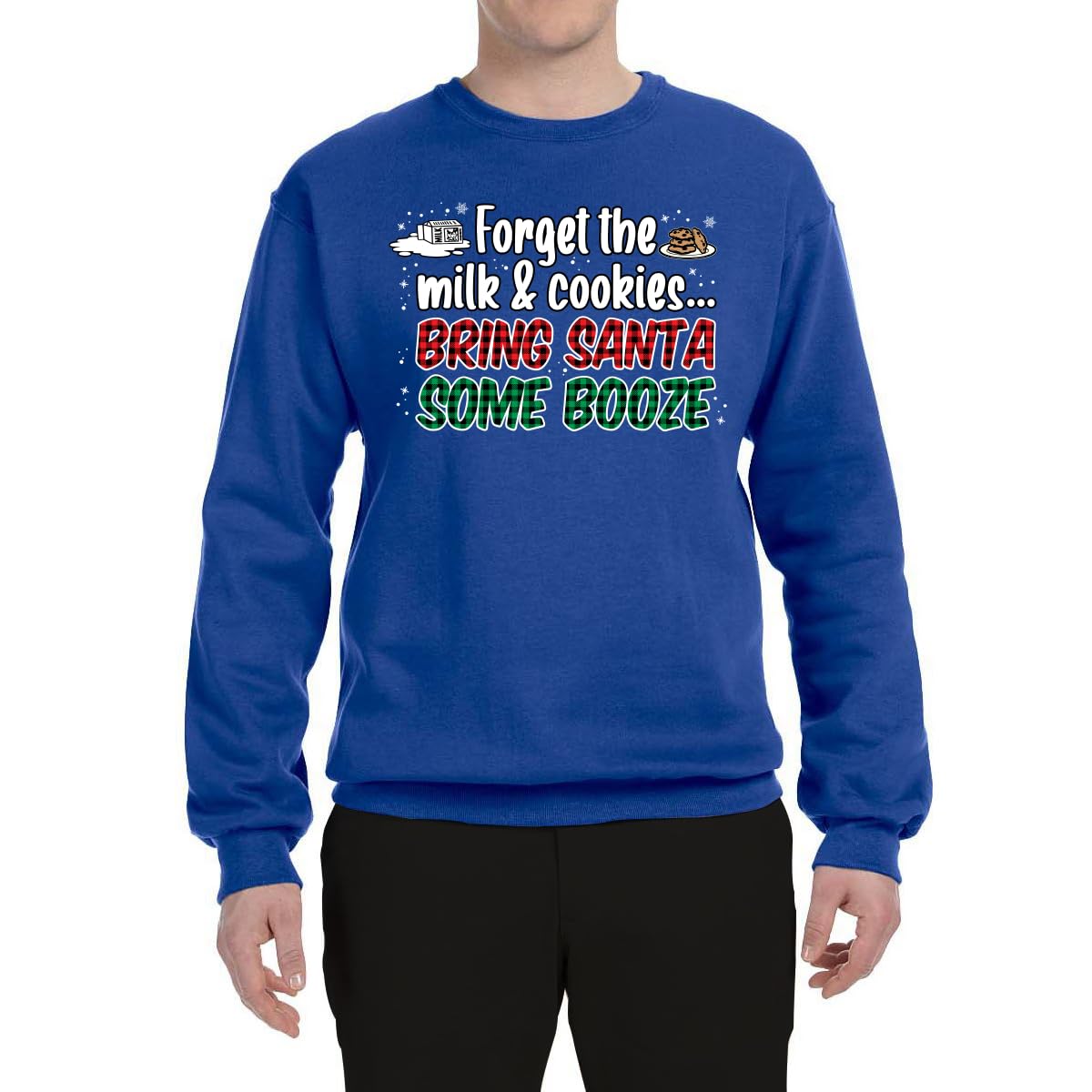 Wild Bobby Santa Booze Graphic Sweatshirt - Funny Christmas Unisex Crewneck Holiday Party Apparel for Ugly Sweater Contest & Festive Gatherings
