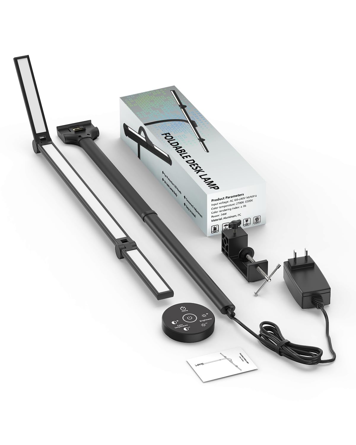 24W LED Desk Lamp with Remote - Adjustable Double Head Architect Lamp, Flexible Gooseneck & Clamp, 5 Color Modes, Eye-Caring Light for Home Office, Computer Work, Drafting & Reading