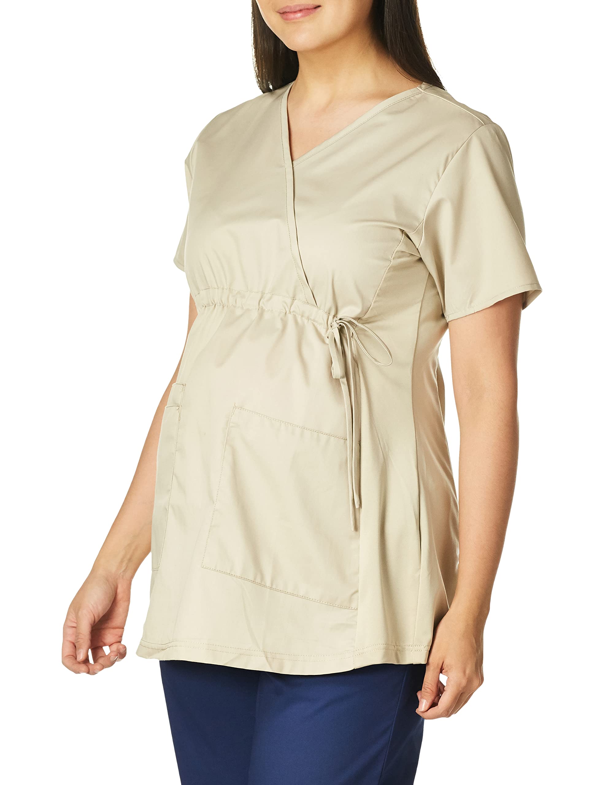 Women's Wonderwork Maternity Top - Soft Stretchy Pregnancy Shirt in Khaki (X-Small) | Comfortable Nursing & Everyday Wear for Expecting Moms