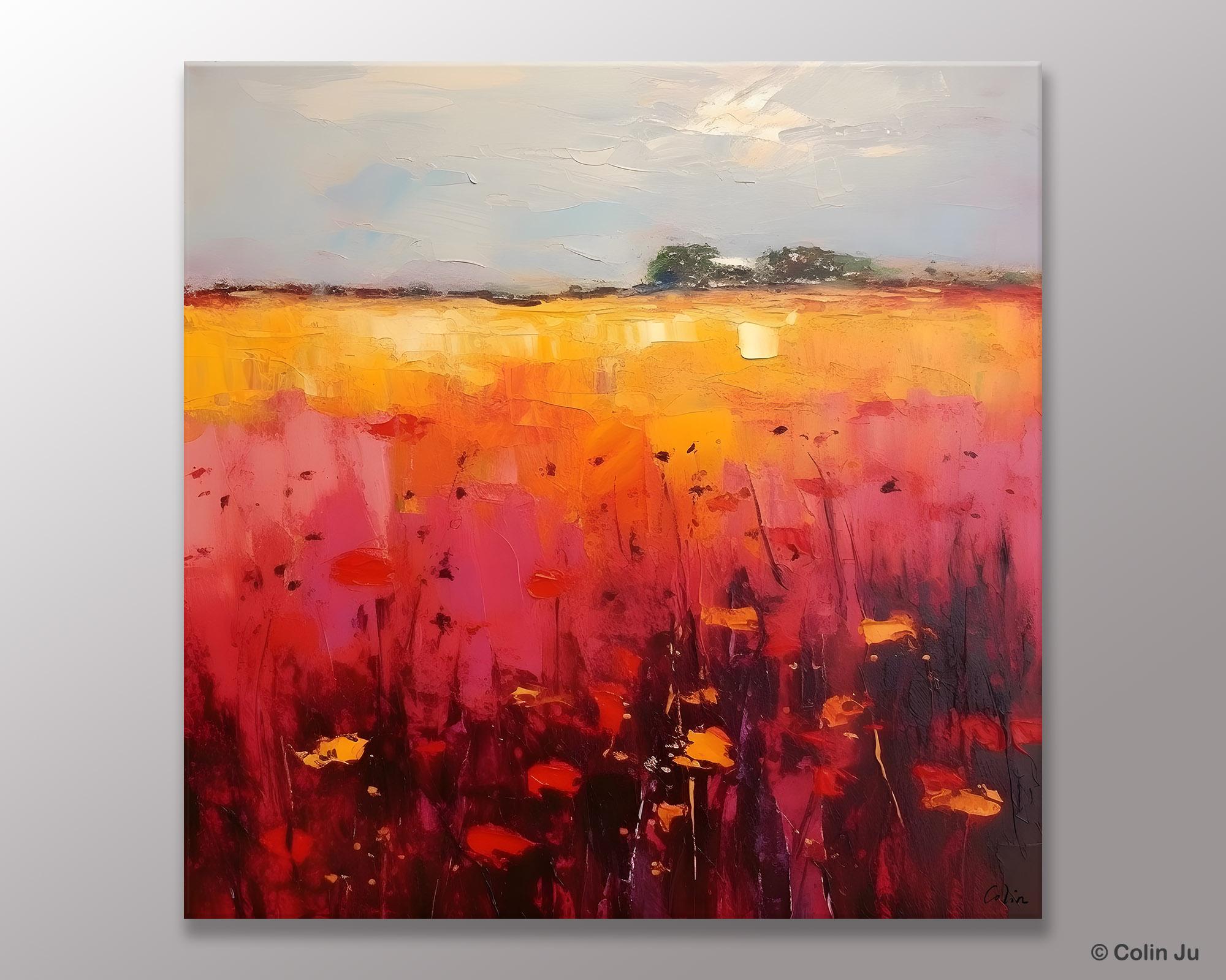 Modern Abstract Landscape Wall Art - Large Acrylic Canvas Painting for Living Room Decor | Contemporary Home & Office Wall Decor