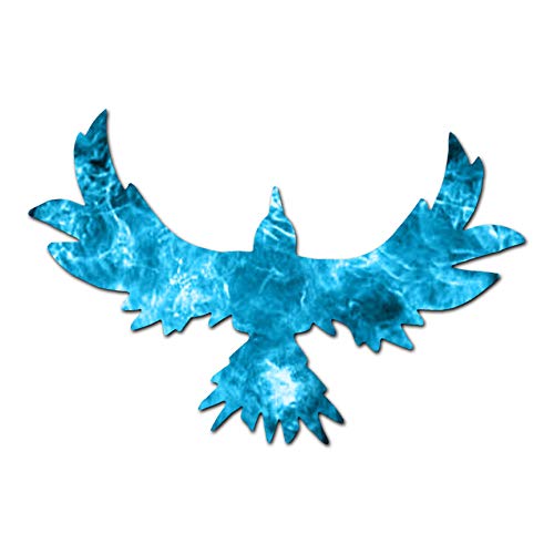 Black Crow Raven Vinyl Decal Sticker - 5.55 x 3.75 Inch Blue Flame Design - Waterproof Durable for Laptops, Cars, Windows, DIY Crafts