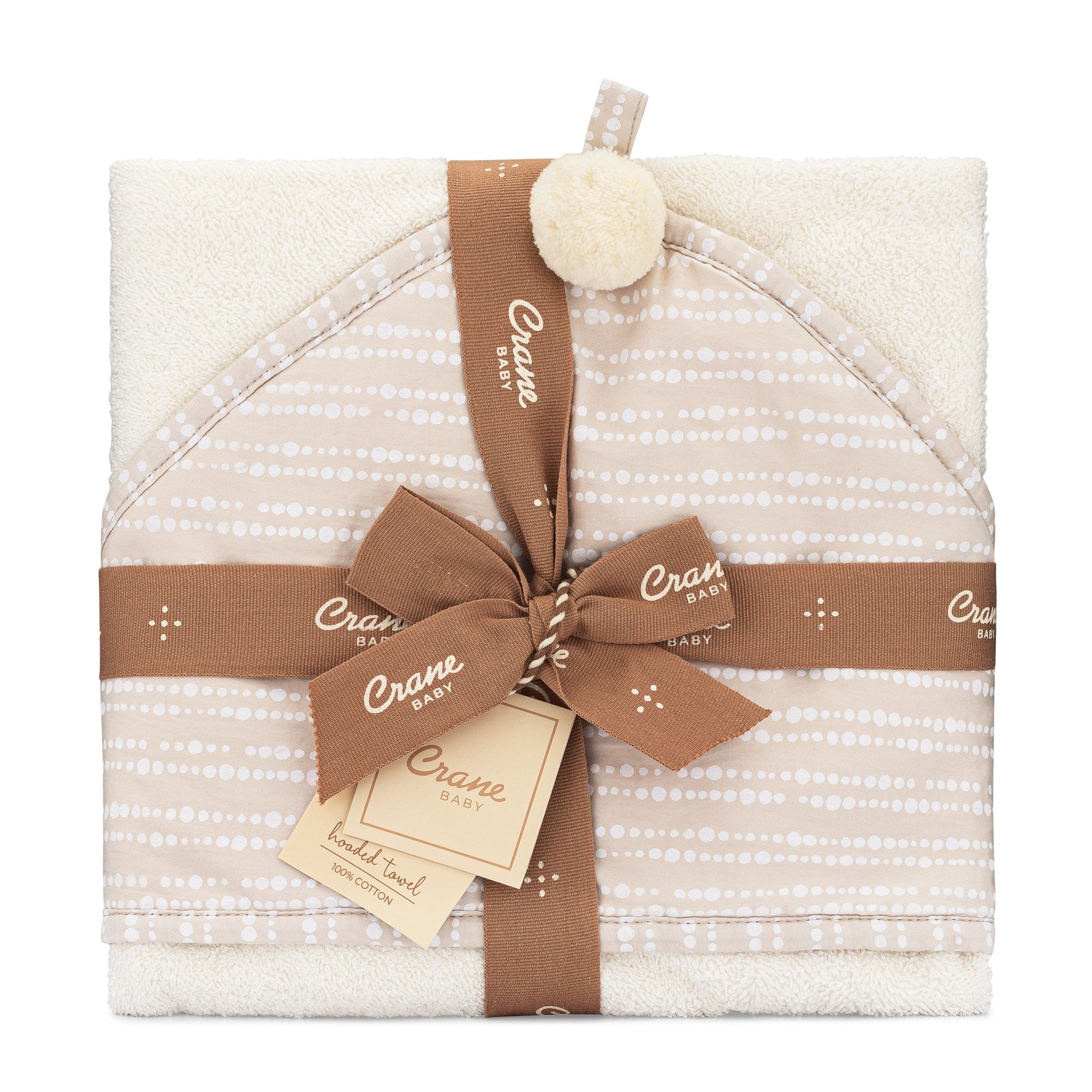 Crane Baby Cove Hooded Baby Towel with Soft Absorbent Fabric - Perfect for Bath Time, Swimming, and Newborn Care (Dot Design)