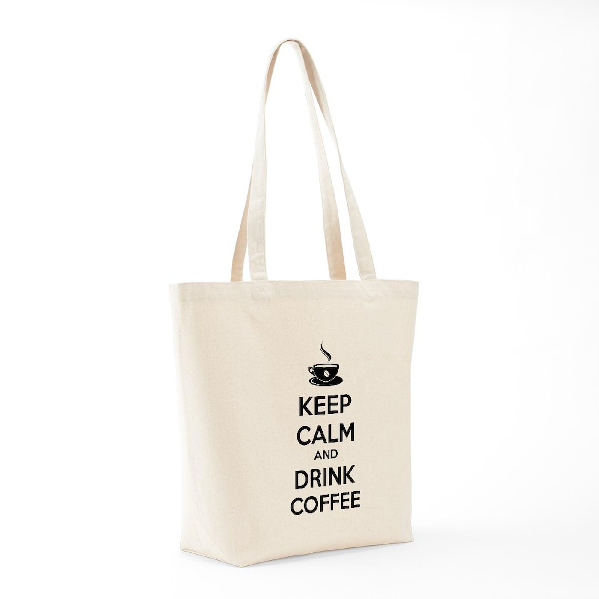Keep Calm And Drink Coffee Tote Bag - Natural Canvas Reusable Shopping Bag for Groceries, Beach & Work - Eco-Friendly Cotton Tote for Women & Men