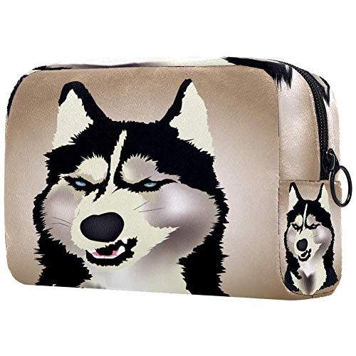 Angry Siberian Husky Cosmetic Bag - Waterproof Makeup Pouch & Travel Toiletry Organizer for Women & Girls - Perfect for Gym, Vacation & Daily Use