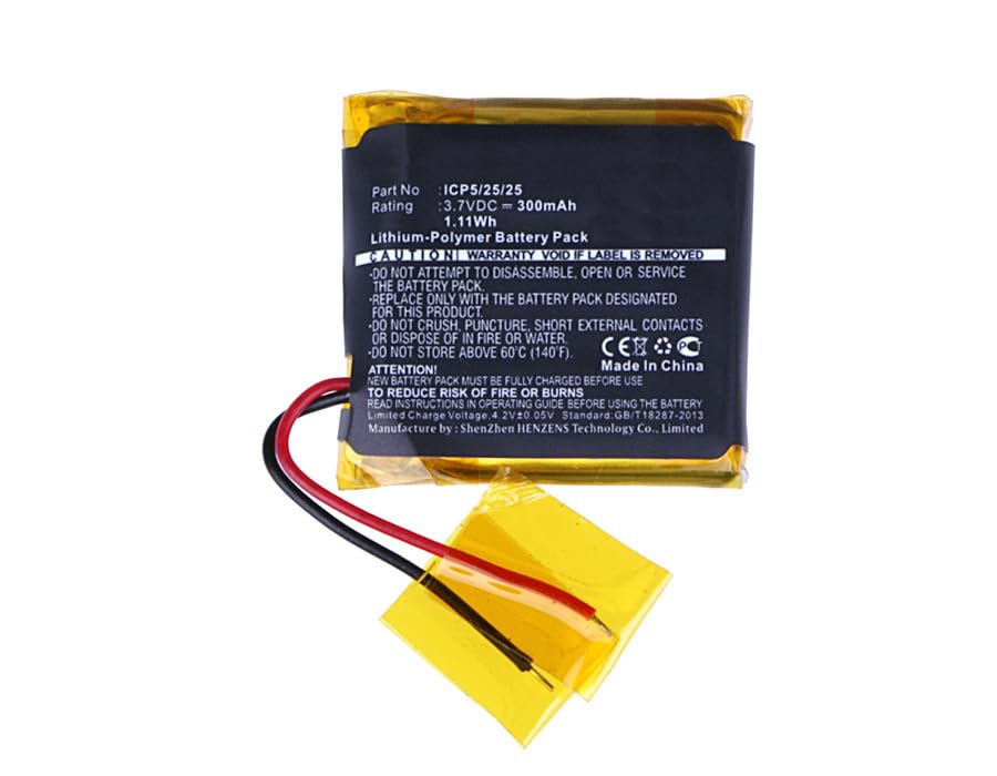 Synergy Digital Wireless Headset Replacement Battery for ROCKETFISH RF-MAB2-T Headset - 3.7V 300mAh Li-Polymer High Capacity Battery - Compatible with ROCKETFISH ICP5/25/25 Models - Perfect for Office, Call Center & Gaming Headsets
