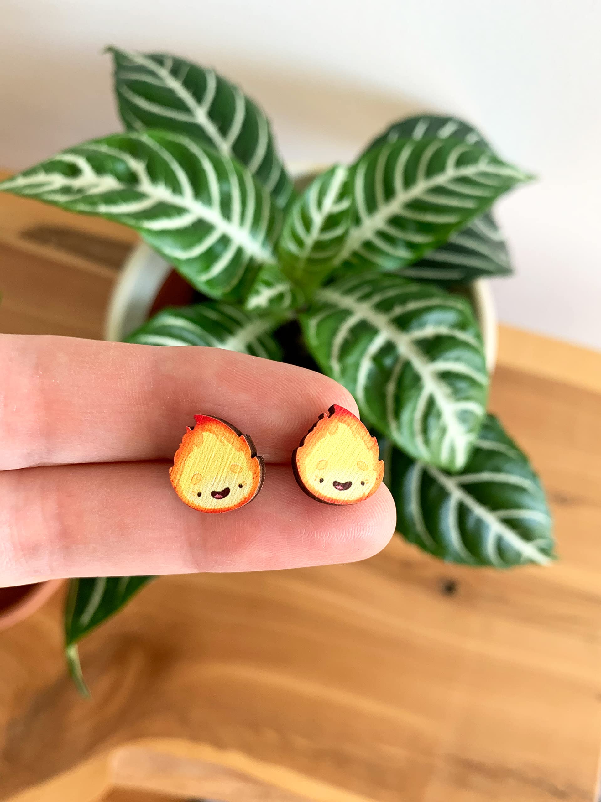 PeachyApricot Cute Flame Stud Earrings - Kawaii Fire Jewelry for Women - Perfect Gift for Birthday, Party & Cosplay