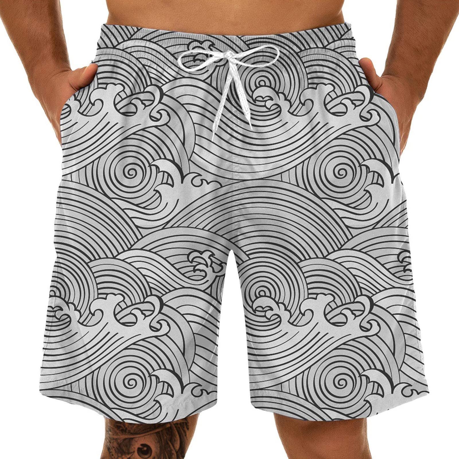 3D Printed Men's Sports Shorts - Fun Summer Wave Pattern Casual Athletic Shorts for Young Men - Perfect for Gym, Running, and Beach Activities
