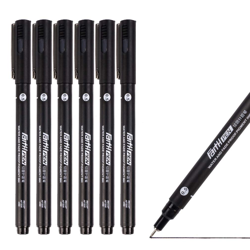 YYMIYU 6-Pack 0.5mm Fine Line Drawing Pens - Waterproof Syringe Art Pens for Sketching, Calligraphy & Illustration | Perfect for Artists, Designers, Bullet Journaling and Watercolor Painting