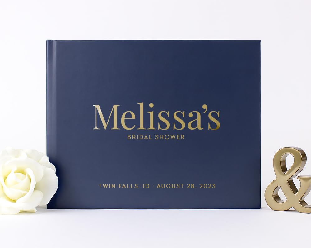Elegant White & Gold Bridal Shower Guest Book - Wedding Advice Journal for Future Mrs, Navy Blue & Gold Keepsake (9x6 in) - Perfect for Bridal Showers, Wedding Planning & Anniversary Gifts