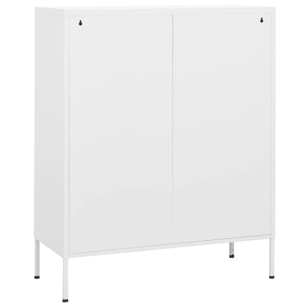 vidaXL White Steel Storage Cabinet - Freestanding File Cabinet with Shelves for Home & Office Organization | Industrial Style Filing Storage Solution for Documents, Supplies & Office Essentials