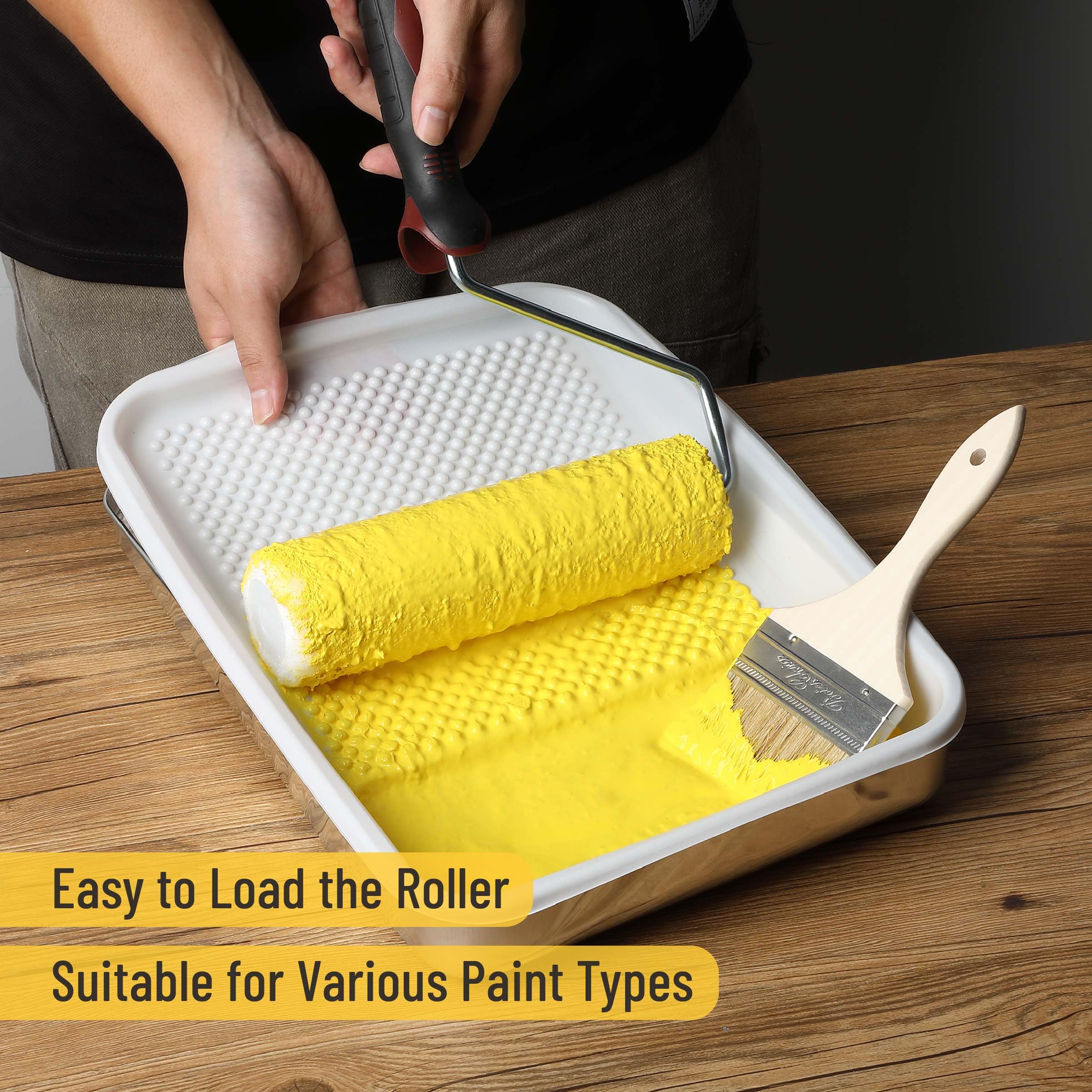Bates 9 Inch Paint Tray Liner Set - 1 Metal Paint Tray with 20 Disposable Plastic Liners for Walls, Ceilings & DIY Projects - Paint Roller Accessories for Professional & Home Painting