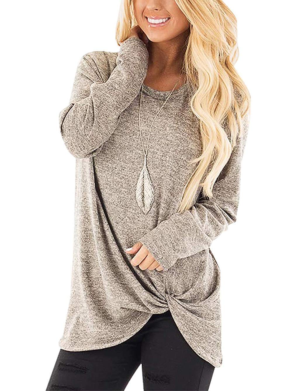 Stylish SAMPEEL Women's Tunic Tops for Leggings - Casual Long Sleeve Blouse with Twist Knot Design | Perfect for Work, Date Night & Everyday Wear