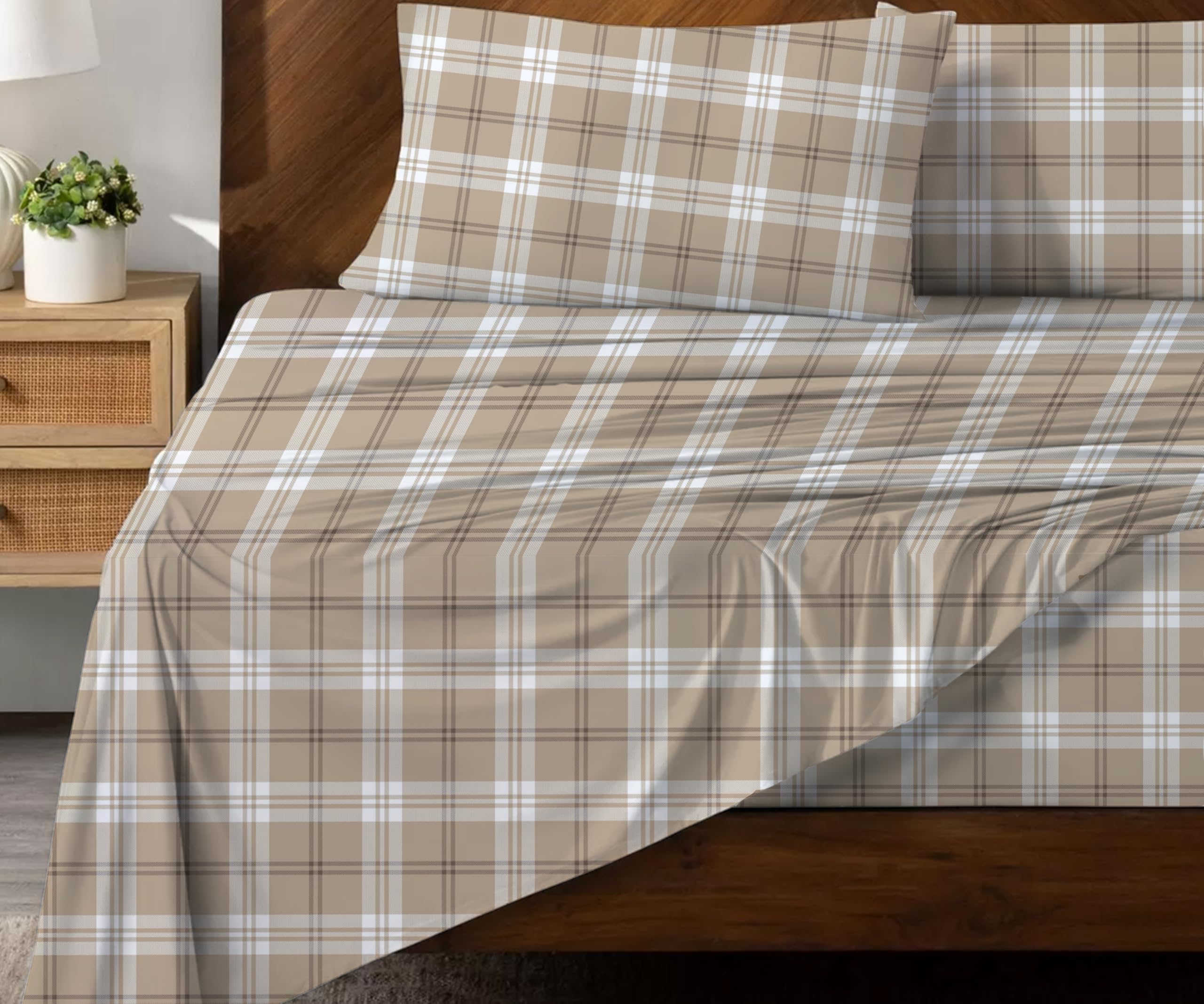 Bliss Casa 4-Piece 100% Cotton Flannel Sheet Set Queen Size - Ultra Soft & Warm Winter Bedding with Deep Pockets - Breathable All-Season Comfort - Double Brushed Luxury Bed Sheets for Cozy Nights - Perfect for Cold Weather & Guest Rooms