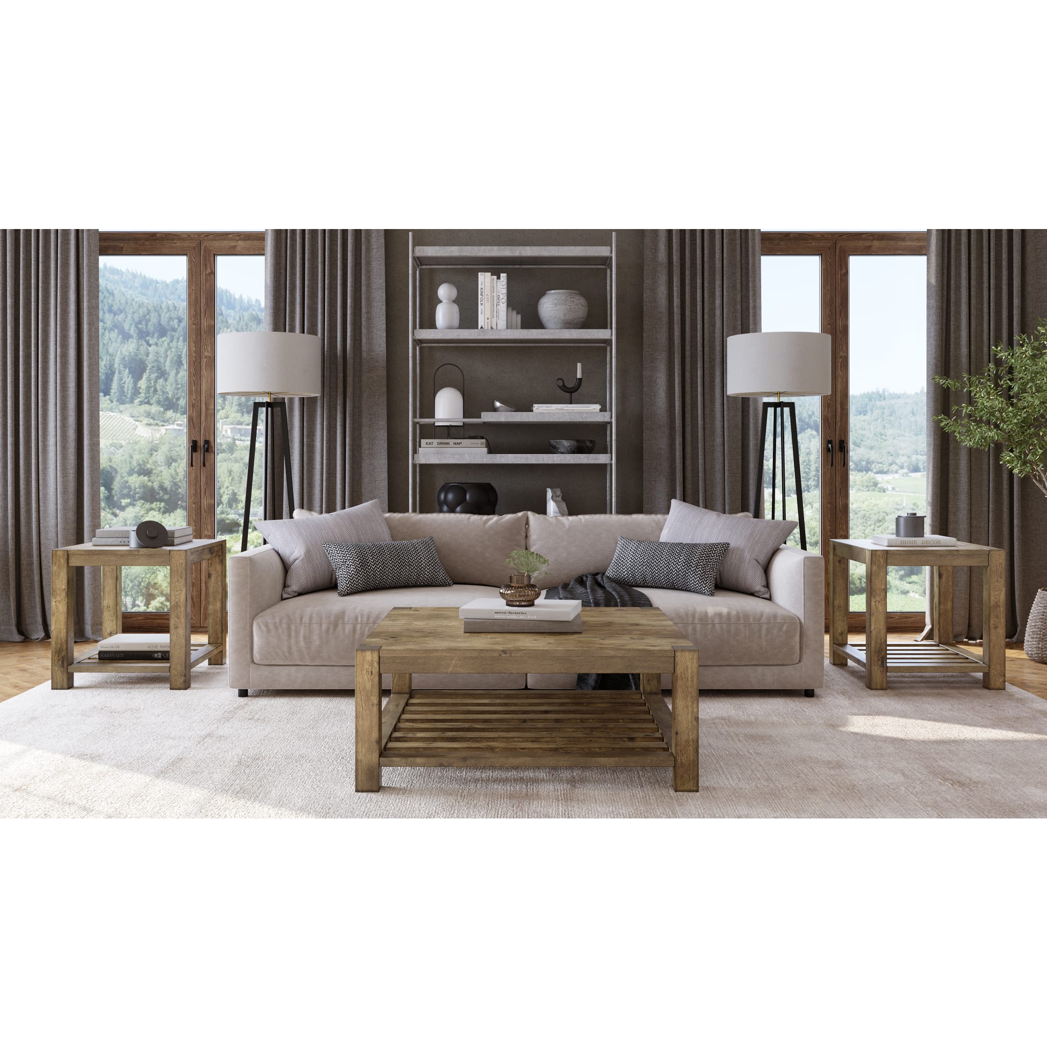 Solid Wood Rectangular End Table in Washed Grey - Modern Side Table for Living Room, Bedroom & Office - Rustic Home Decor Accent Table