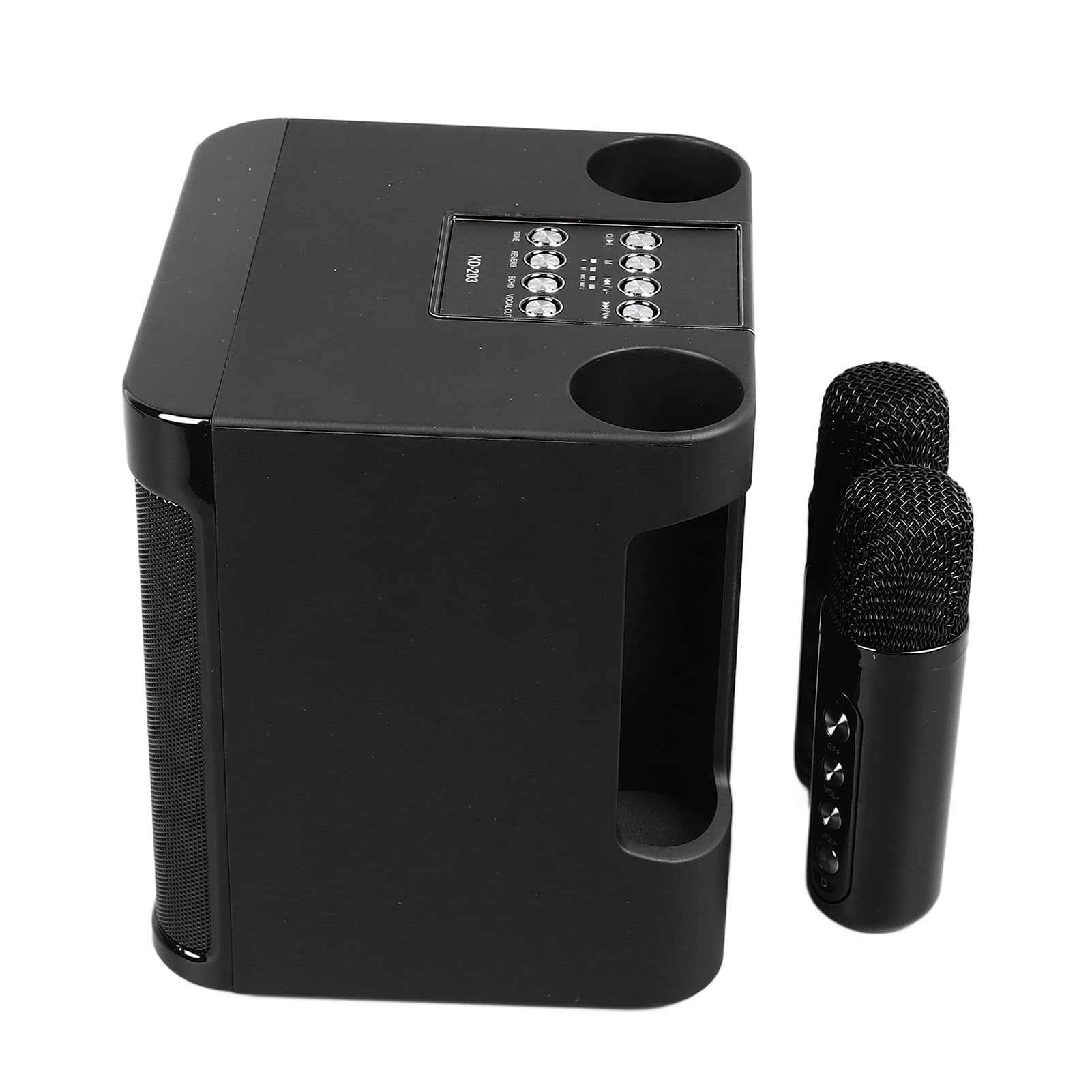Portable Bluetooth Karaoke Machine with 2 Wireless Microphones - Mini Karaoke System for Adults & Kids, Supports TF Card/USB/AUX Input, Compatible with Smartphones & Tablets (Black) - Perfect for Home Parties, Travel & Family Gatherings