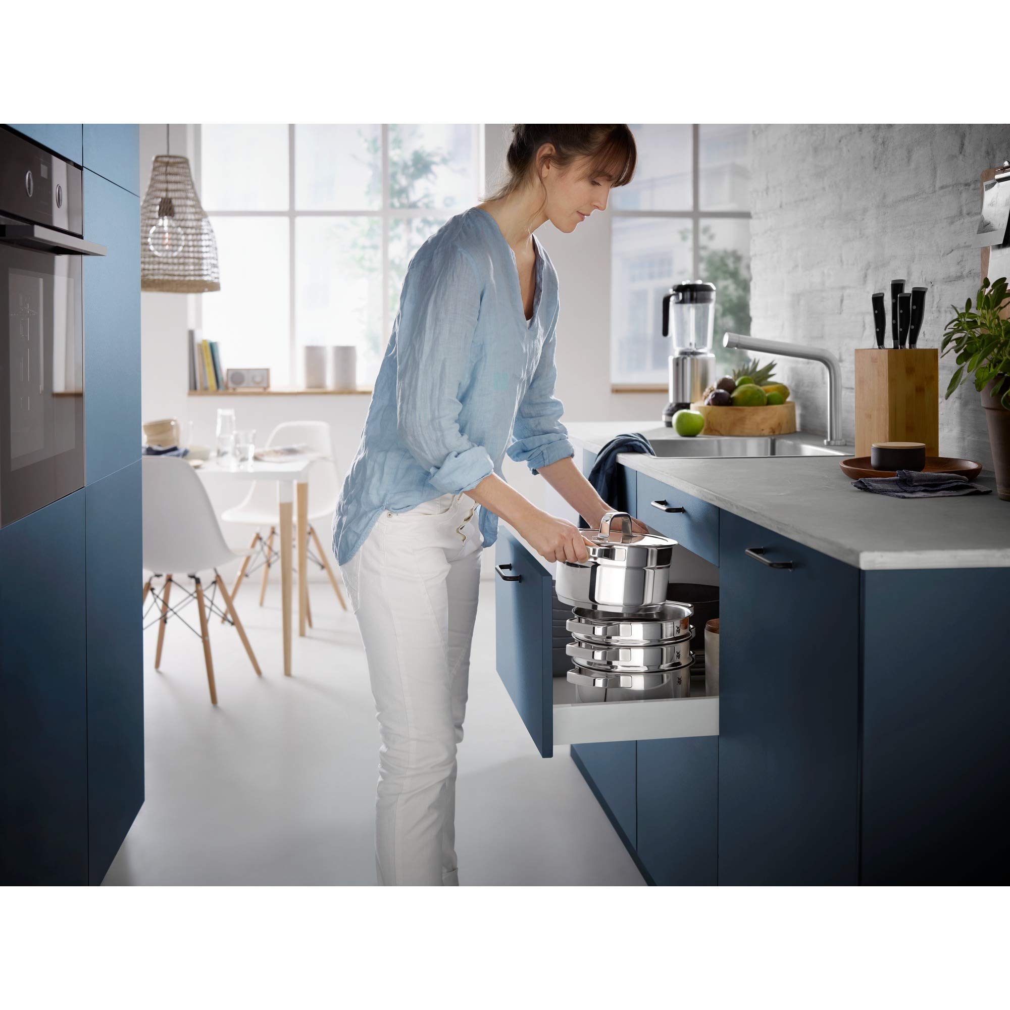 WMF Compact Cuisine 1.5L Stainless Steel Cooking Pot with Glass Lid - 16cm Induction Compatible Stew Pot, Uncoated Cromargan Surface, Stackable Design - Perfect for Soups, Stews & Slow Cooking