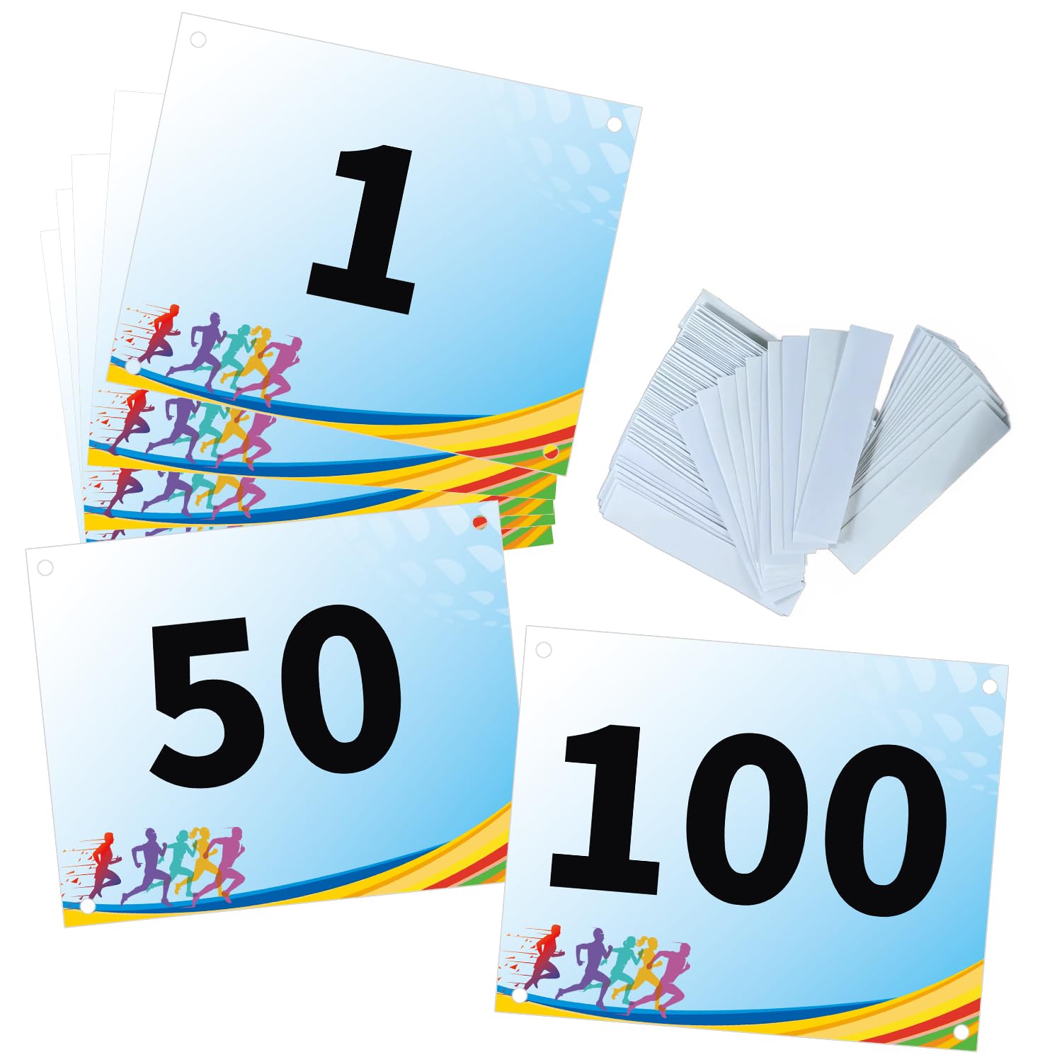 Tyvek Race Bibs - Durable Running Numbers with Bib Tape (No Pins Needed) for Marathon, Track, Sports Events - Perfect for Runners, Tryouts & Auditions
