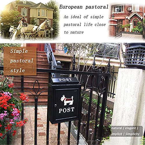 Outdoor Wall Mount Mailbox - Large Capacity Galvanized Steel Rust-Proof Post Box with Lock | Weatherproof Black Drop Mailbox for Home, Office & Apartment Use