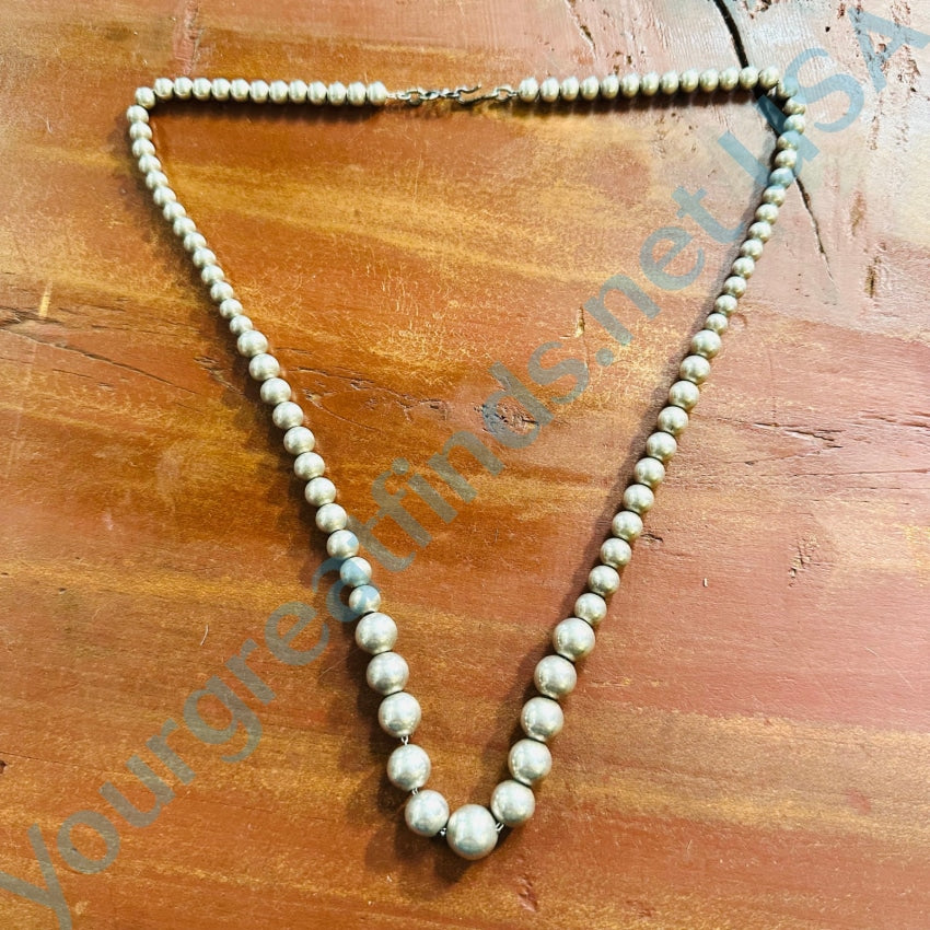 Elegant Sterling Silver Graduated Pearl Necklace 24