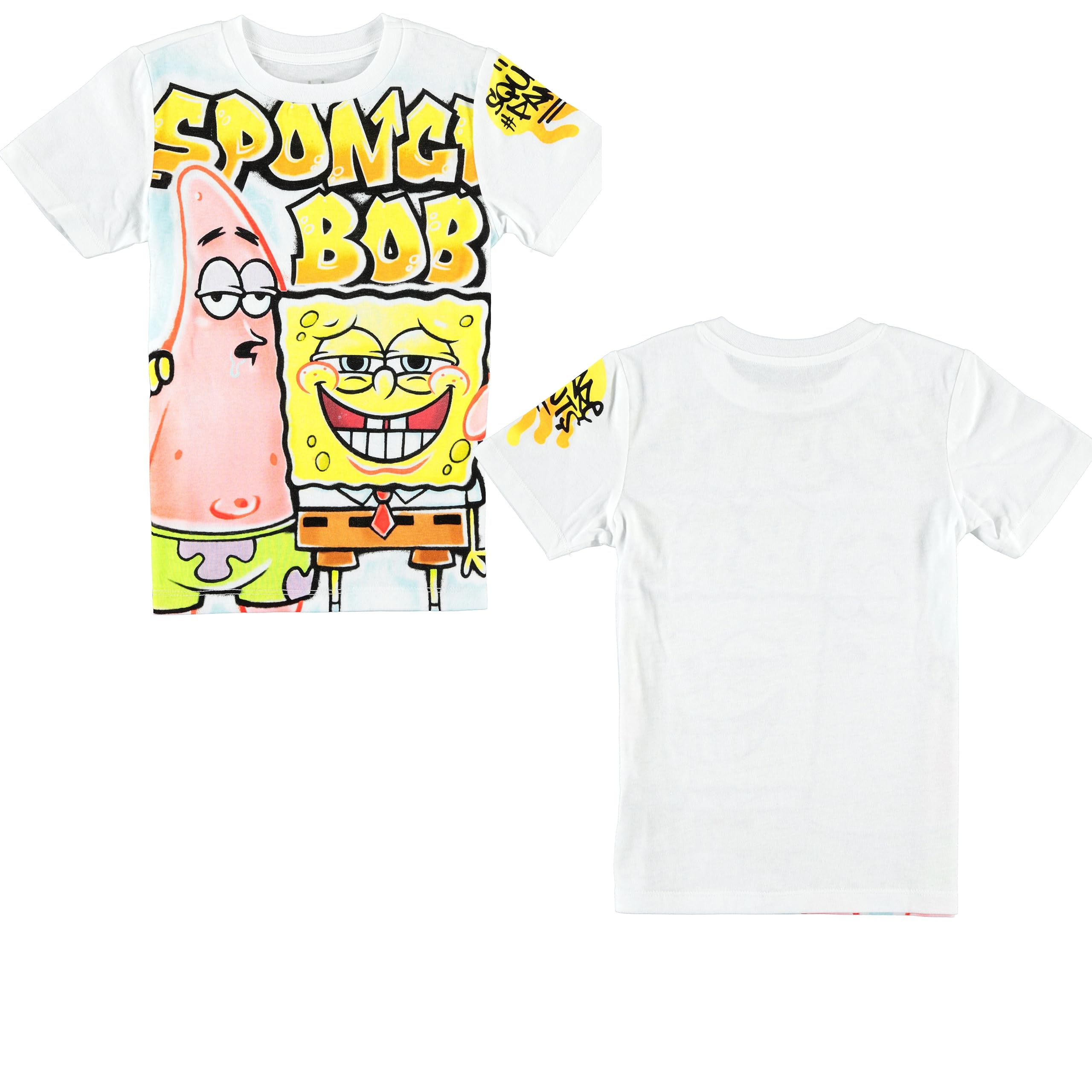 SpongeBob SquarePants Boys Cartoon Character Short Sleeve T-Shirt - Nickelodeon Kids Tee with Spongebob, Patrick, Squidward & Mr Krabs - Boys Sizes 4-20 - Perfect for Birthday Gifts, School Wear & Casual Outfits