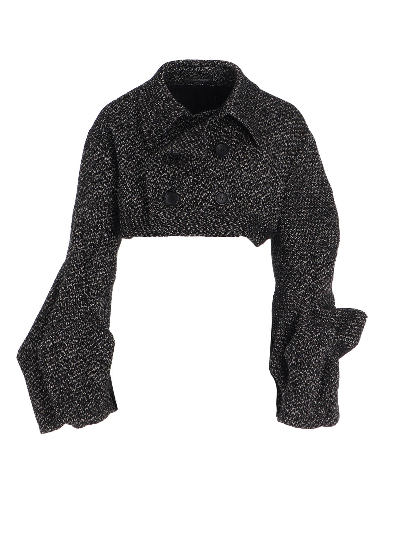 DOBBY HEATHER TWEED BOX D SLEEVES DOUBLE F SHORT JACKET - Women's Fashion Tweed Blazer for Office, Business, and Casual Wear
