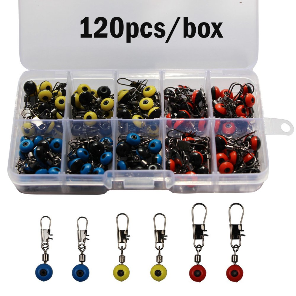 Premium Fishing Line Sinker Slides & Rolling Swivels with Interlock Snaps - Red/Yellow/Blue - Durable Float Connectors for Saltwater & Freshwater Fishing - Ideal for Bass, Trout & Catfish Angling