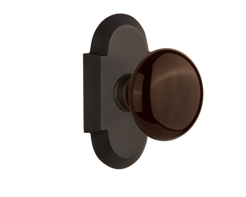 Vintage Brown Porcelain Door Knob - Nostalgic Warehouse Cottage Plate Double Dummy in Oil-Rubbed Bronze | Perfect for Farmhouse, Cottage & Victorian Style Home Decor