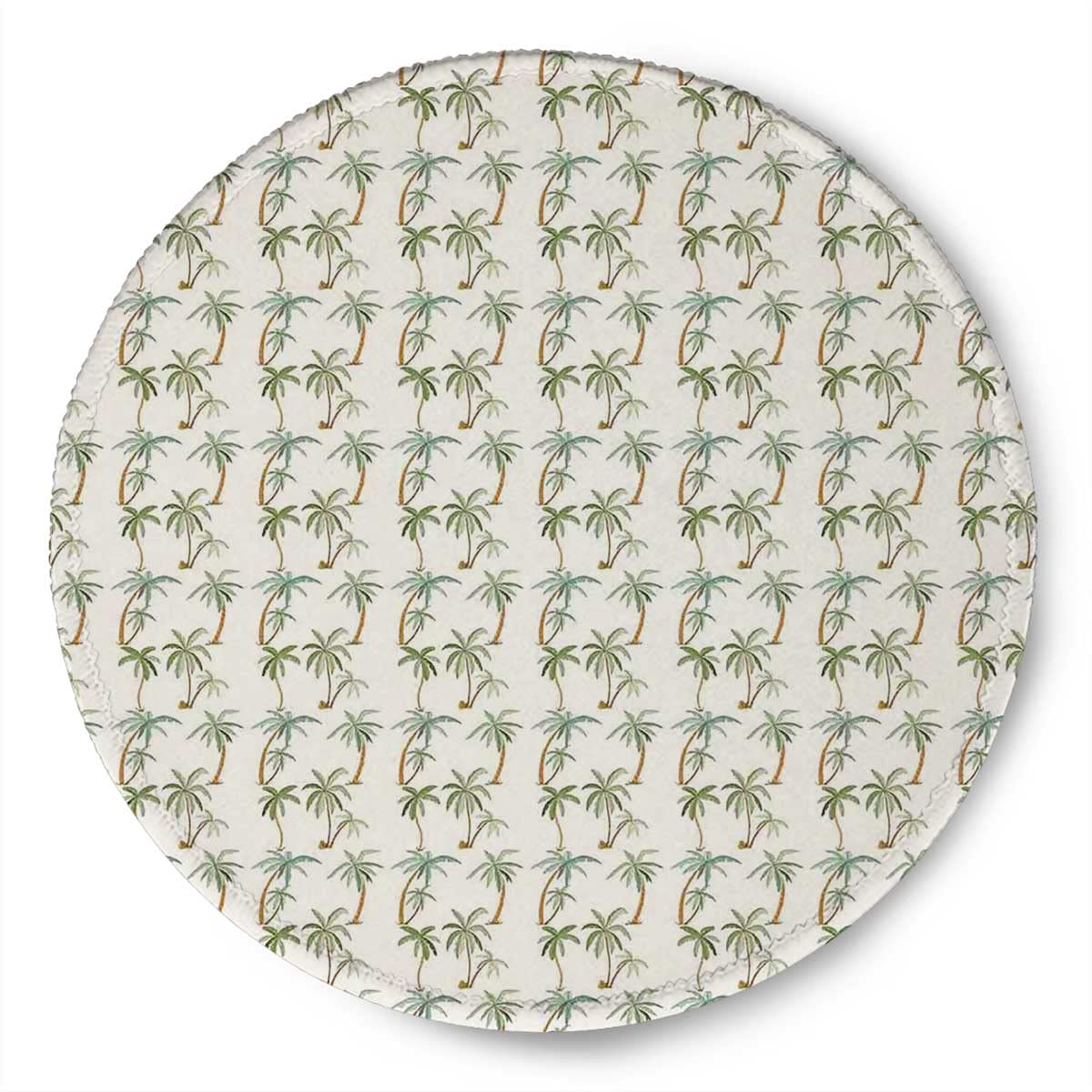 Round Gaming Mouse Pad - Non-Slip Rubber Base, Waterproof Modern Design with Palm Trees Pattern (7.9×7.9×0.12 inches) - Perfect for PC, Laptop, Office & Gaming Setup