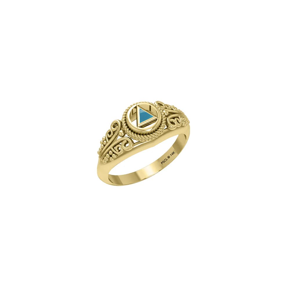 14K Yellow Gold Celtic Triangle Symbol Ring for Women - Elegant Spiritual Jewelry for Everyday Wear, Gift Giving & Special Occasions