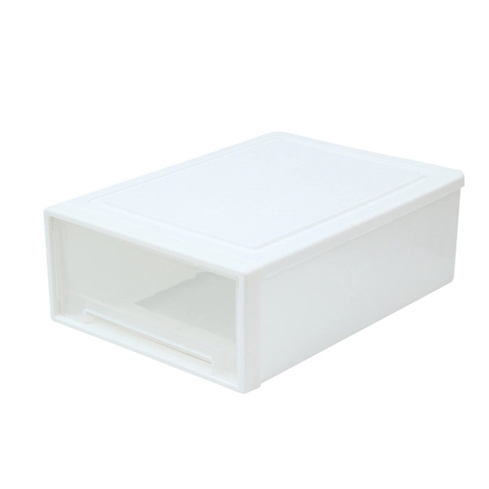 Clear Stackable Desk Organizer Drawers - Small Desktop Storage Box for Office, Home & Craft Supplies | Narrow Open White Design | Perfect for Organizing Stationery, Makeup, Jewelry & Small Accessories (1 Count)