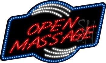 18x30 Inch Open Massage LED Neon Sign - Animated Light Up Wall Decor for Spa, Salon & Home Relaxation - Perfect for Business Advertising & Bedroom Ambience