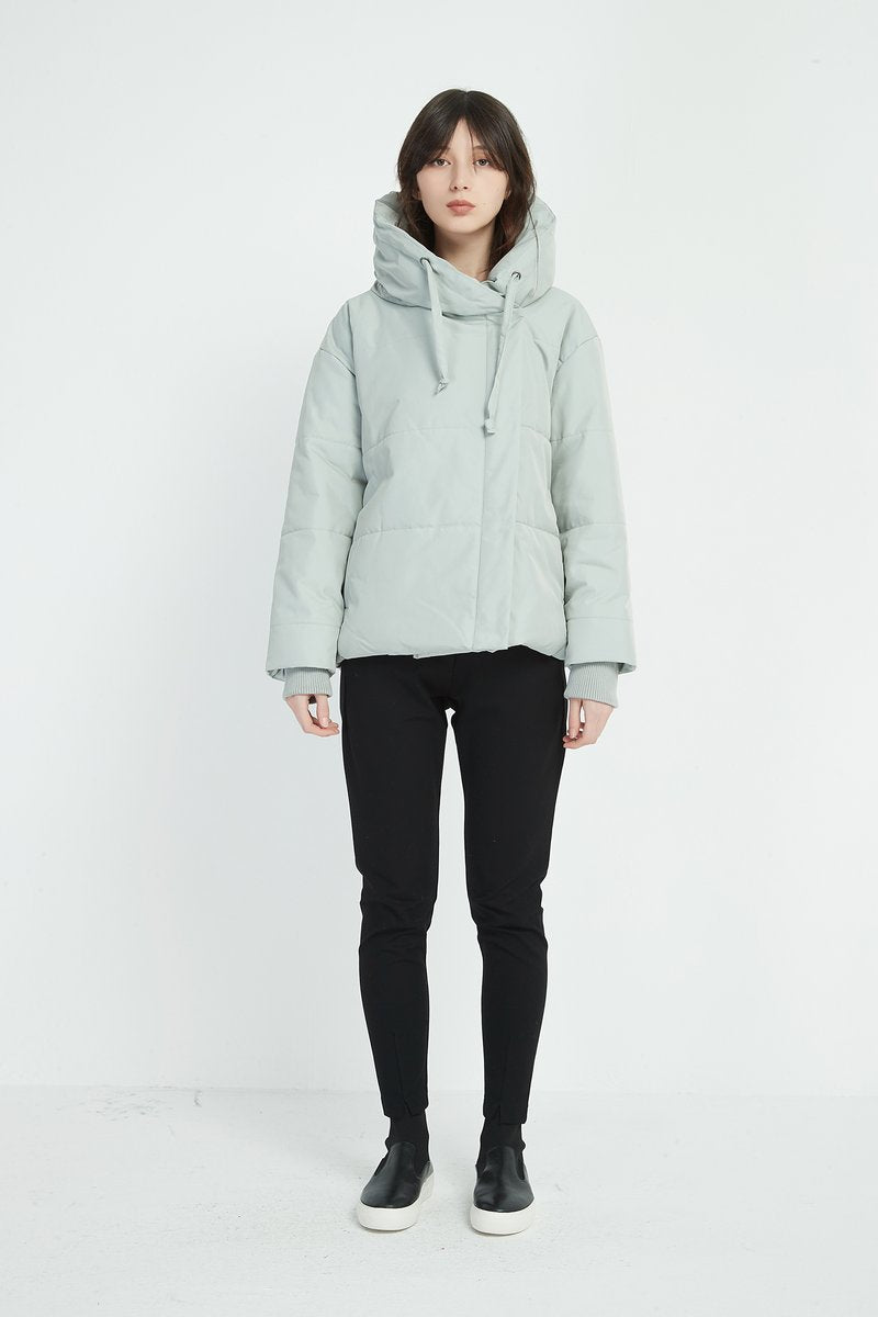 Big Collar Jacket for Women - Mineral Grey Winter Coat | Warm Outerwear for Cold Weather & Outdoor Activities