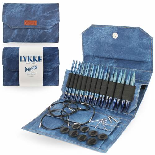 Lykke Indigo 5-Piece Interchangeable Circular Knitting Needle Set with Storage Case | Perfect for Knitting Socks, Sweaters & Hats at Home or On-The-Go