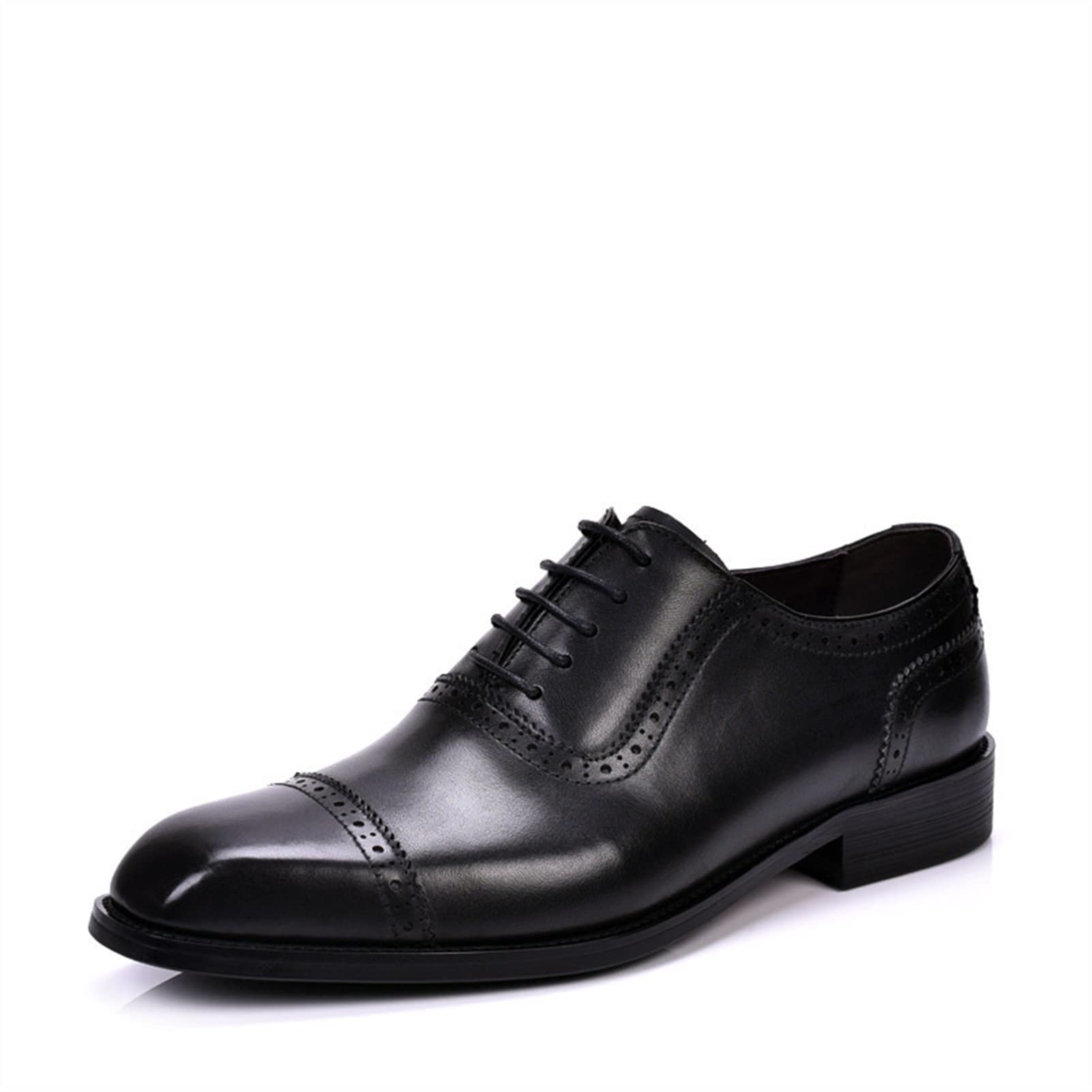 XXWJ Men's Oxford Dress Shoes - Formal Lace-Up Leather Shoes with Square Toe, Non-Slip Rubber Sole & Block Heel | Perfect for Business, Weddings & Office Wear