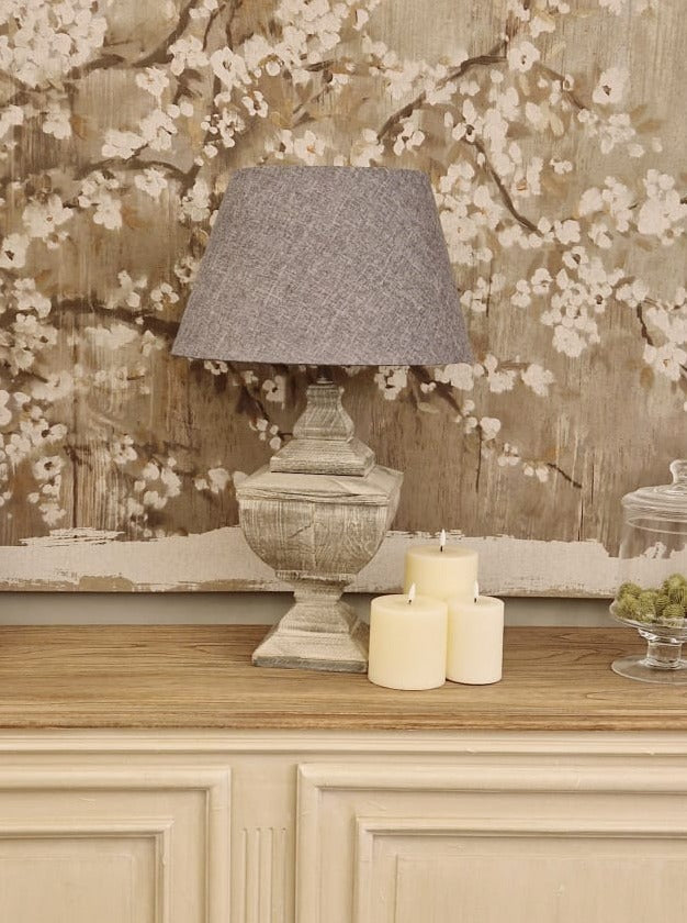 Modern Alex Table Lamp with Grey Fabric Shade - Stylish Bedside & Living Room Lighting for Home & Office Decor