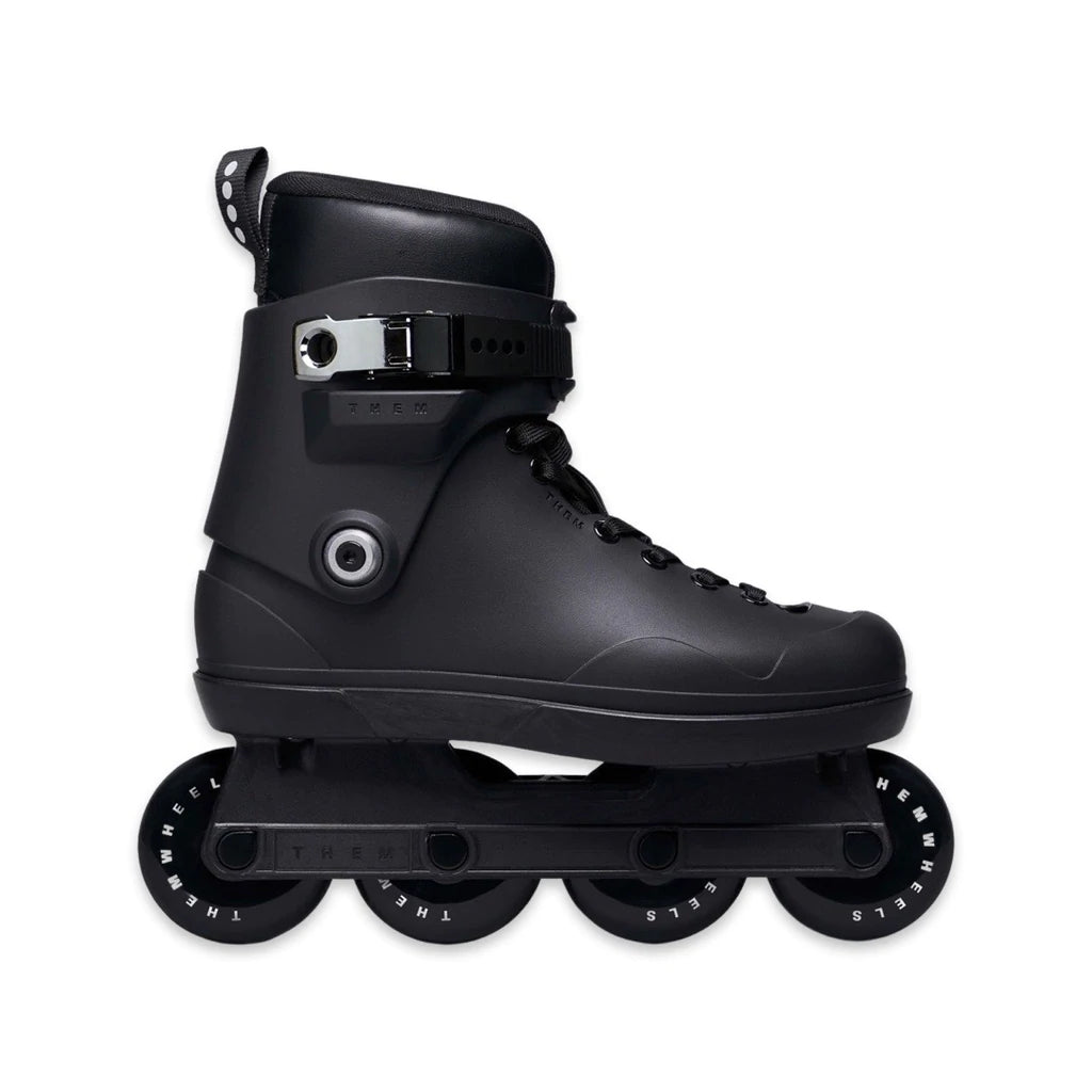 Them 80s Black Aggressive Inline Skates - High-Performance Rollerblades for Street Skating, Park Tricks & Urban Riding