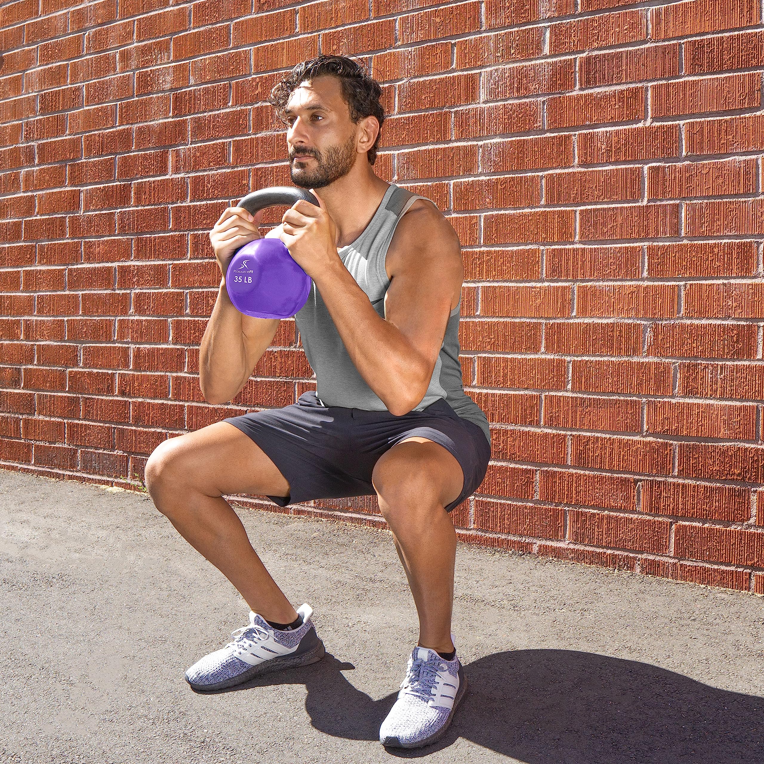 ProsourceFit Vinyl Coated Cast Iron Kettlebells - 5-50 lbs for Strength Training, CrossFit & Home Gym Workouts - Perfect for Full Body Exercise, HIIT & Functional Fitness