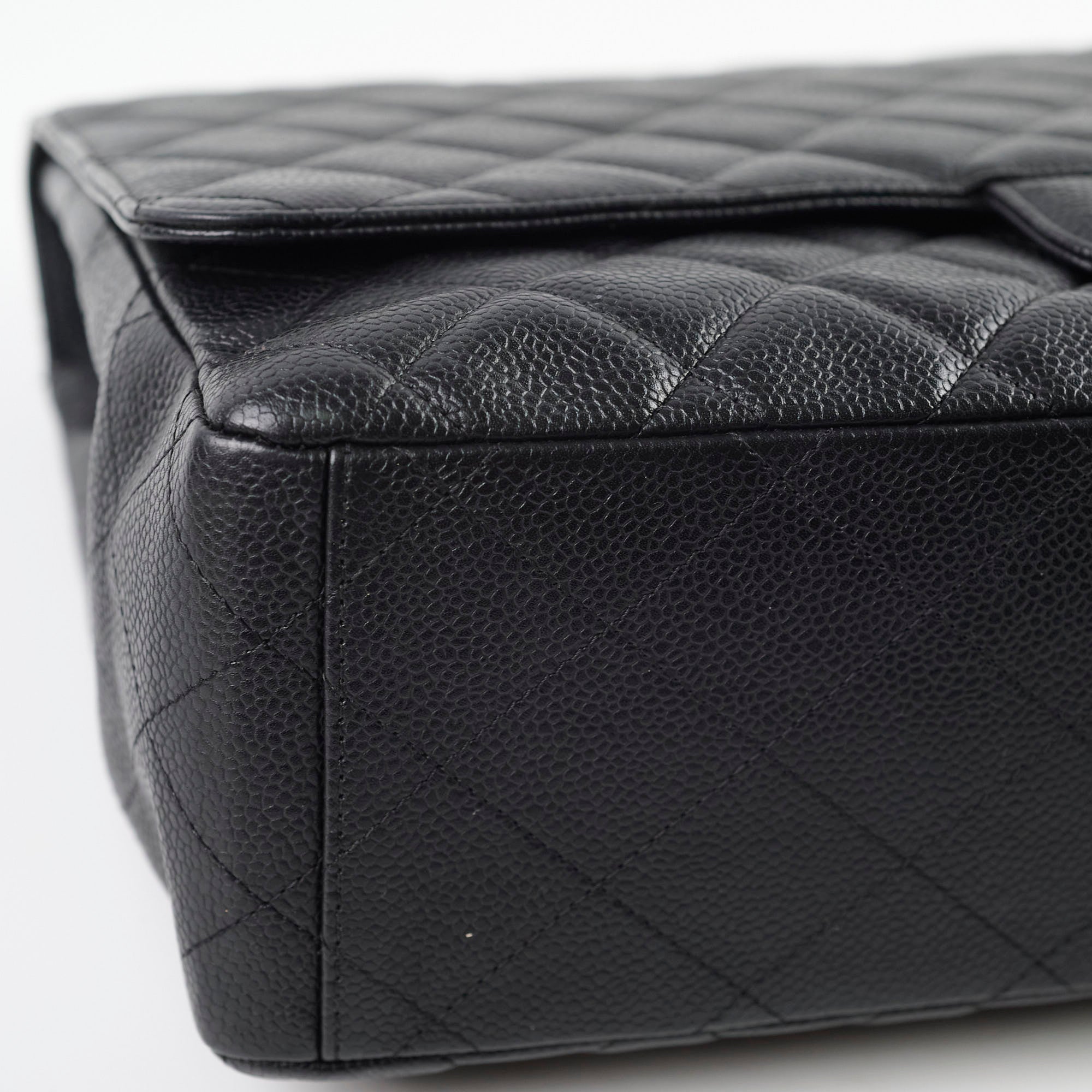 Chanel Maxi Single Flap Bag in Black Caviar Leather with Silver Hardware - Luxury Designer Handbag for Women, Perfect for Evening Events & Special Occasions
