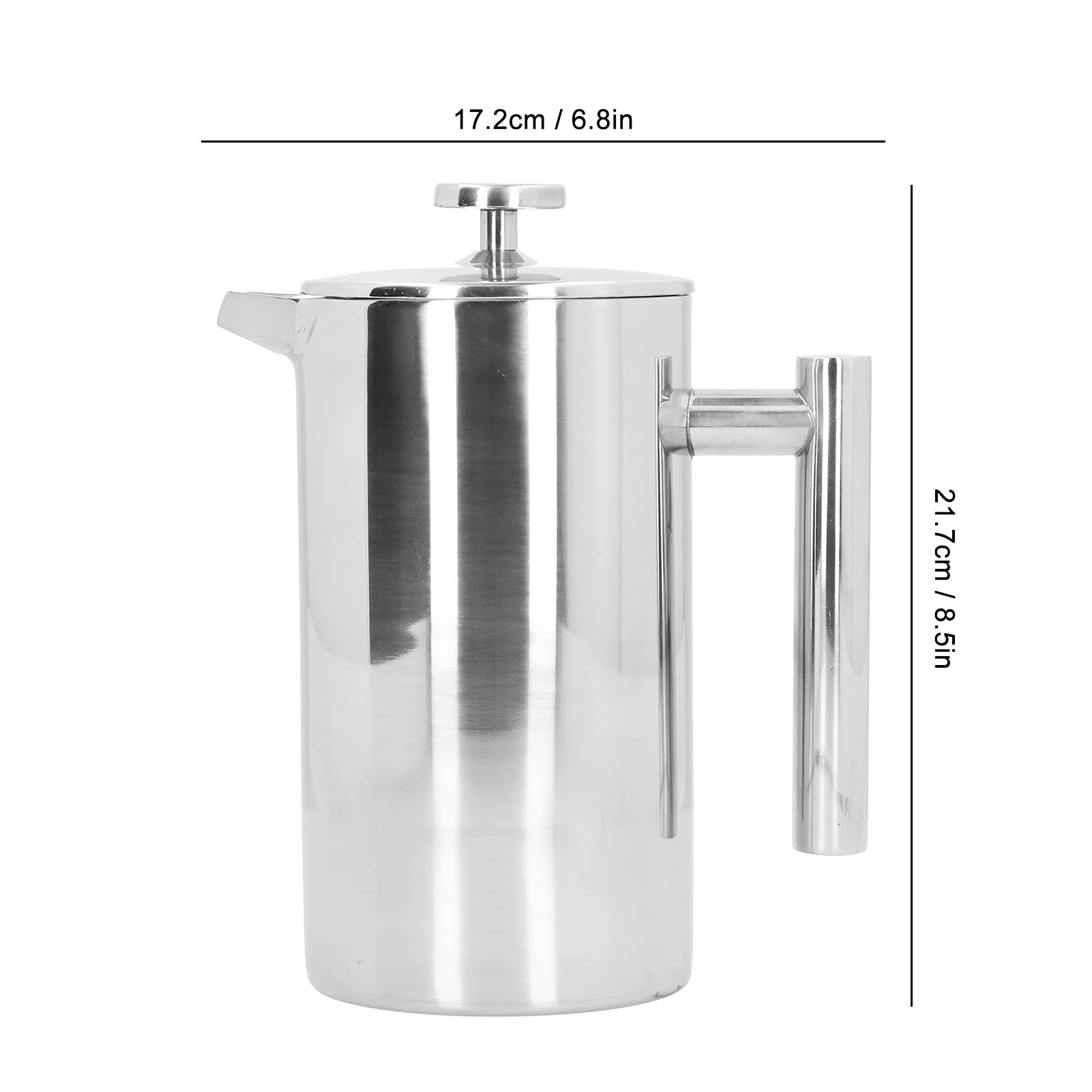Premium Stainless Steel French Press Coffee Maker - 1000ml (34oz) Large Capacity, Durable & Rustproof for Home, Office, Hotel & Restaurant Use - Perfect for Brewing Coffee, Tea & Cold Brew (21.7x17.2x10.5cm)