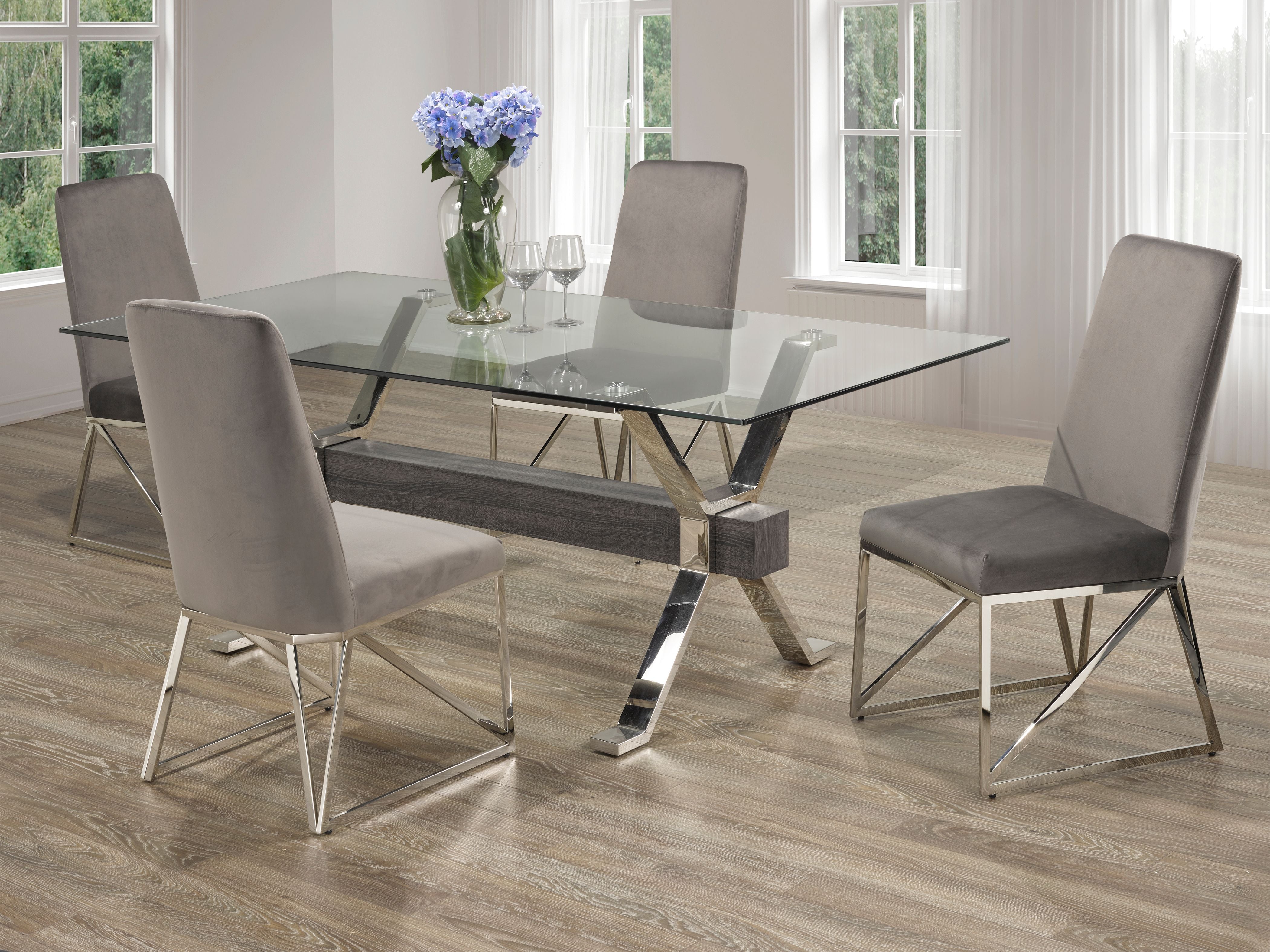 5-Piece Grey Dining Table Set for Kitchen & Dining Room - Modern Home Furniture for Small Spaces & Apartments
