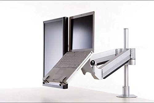 Dual Arm Aluminum Monitor Stand for 15-30 Inch Screens & 10-15.6 Inch Laptops - Full Motion Adjustable Desk Mount with 40cm Pole - Perfect for Home Office, Gaming Setup & Workspace Ergonomics